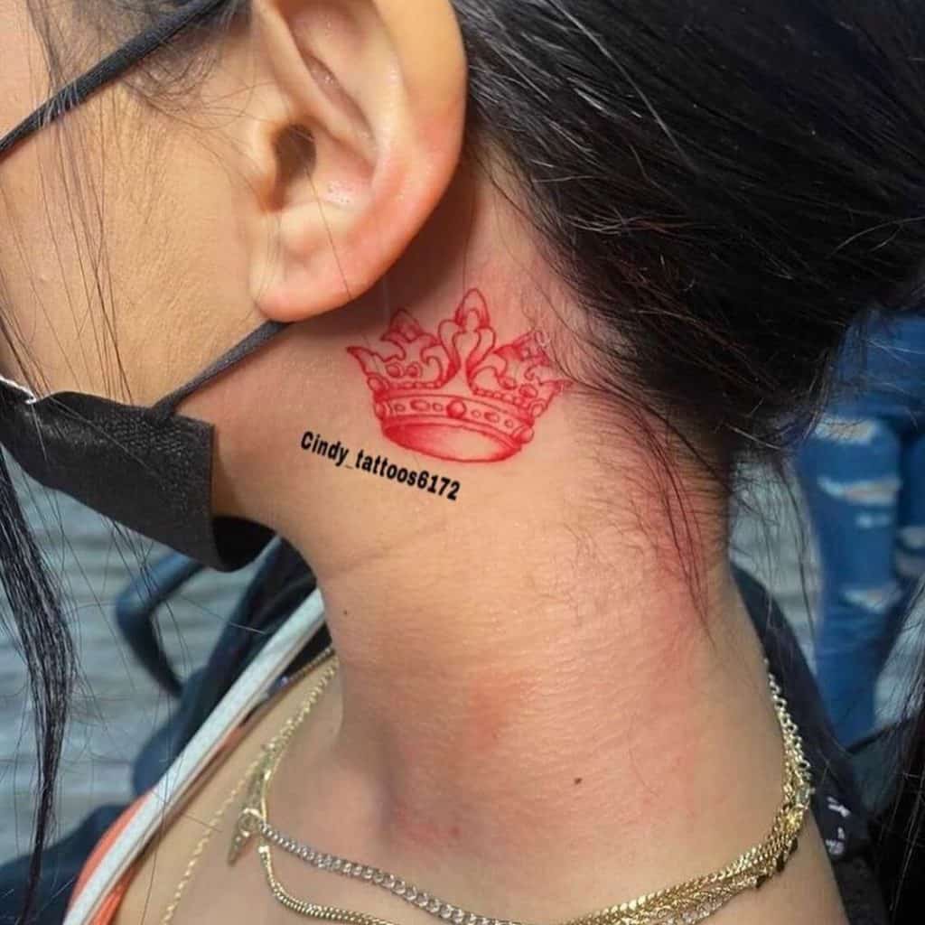Women Crown neck tattoo 4