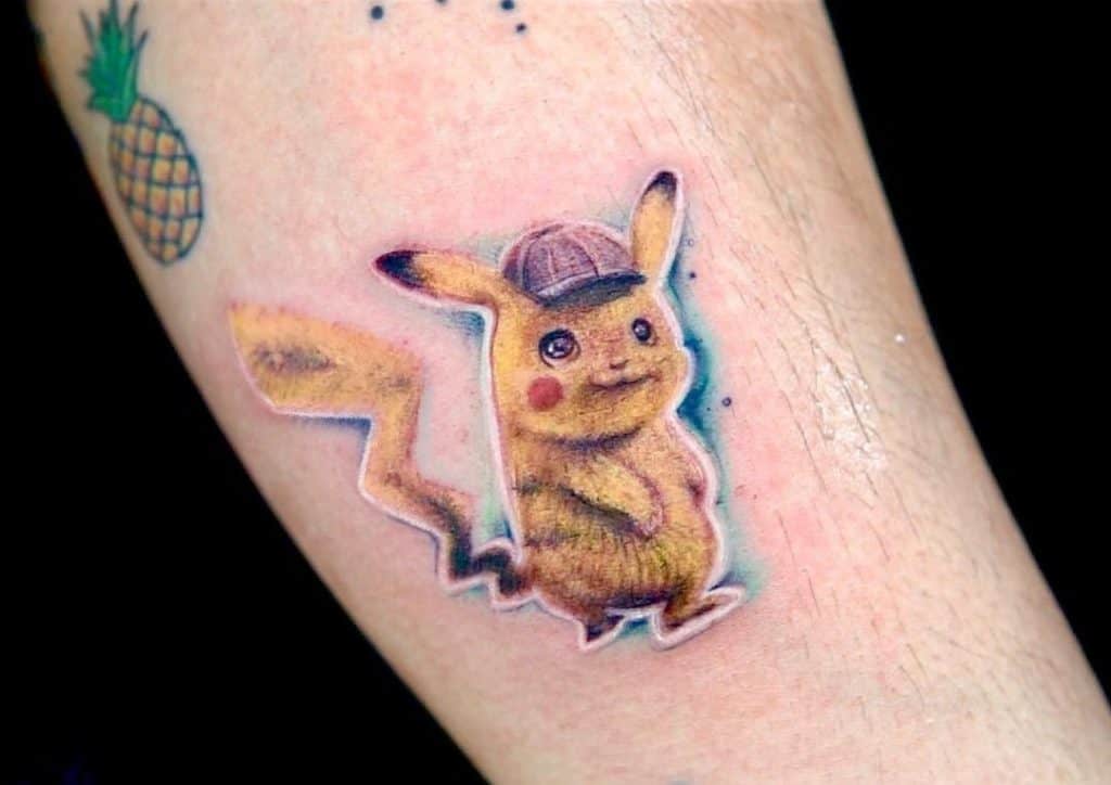 Cute Pikachu Detective Tattoo 
