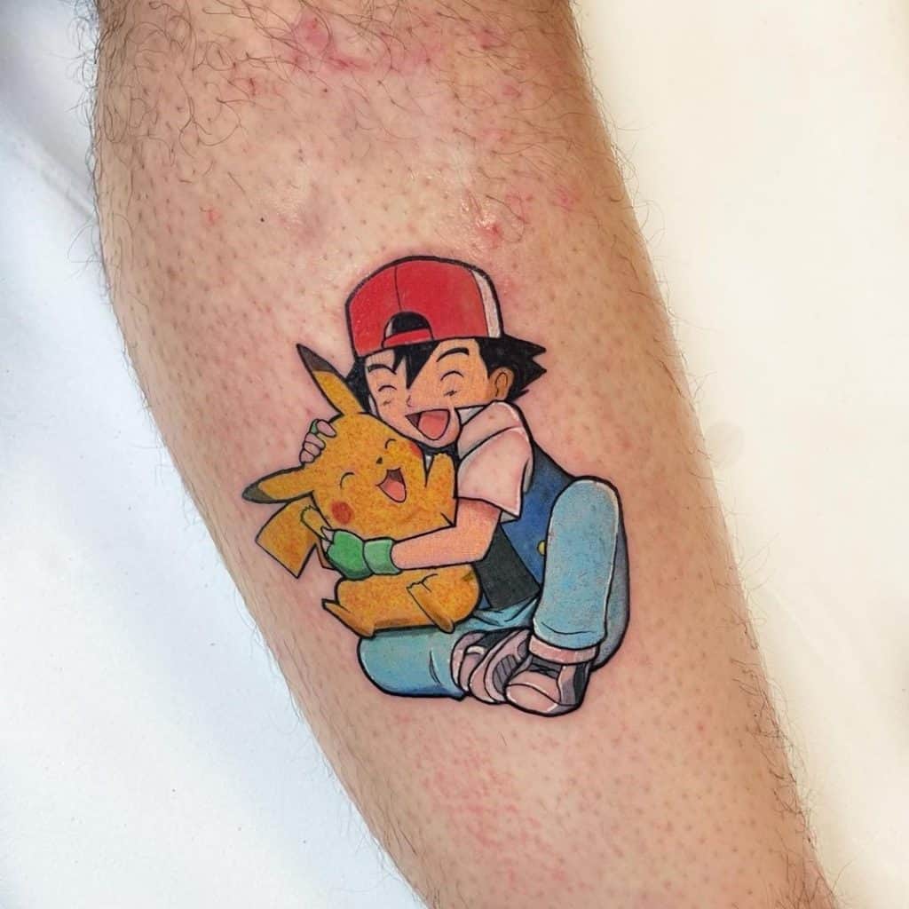 Cute Pikachu Tattoo Ash Design 