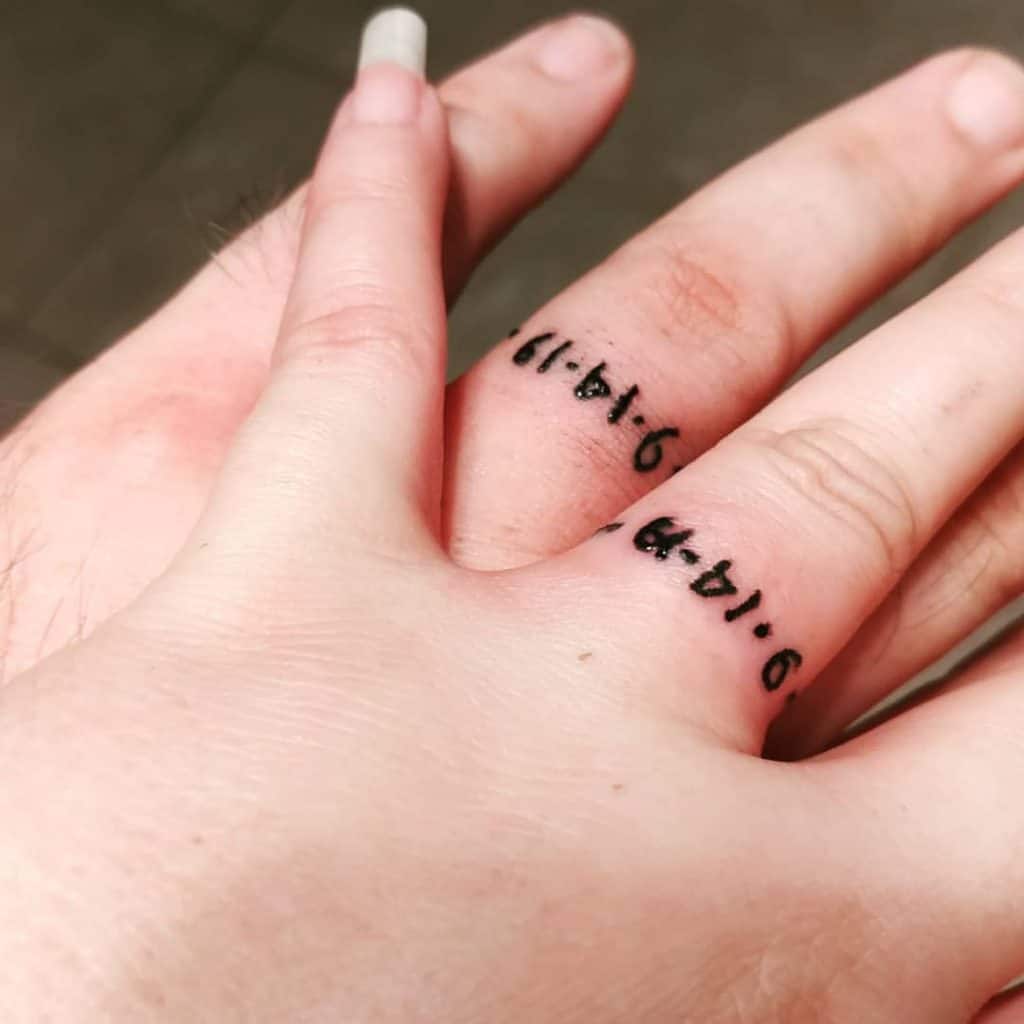 Date Wedding Ring Finger Tattoo 1