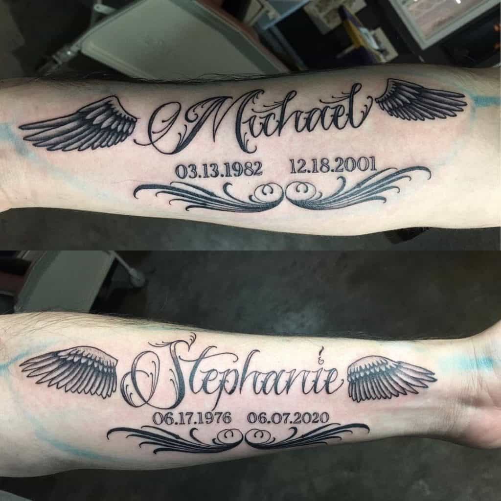 Datum und Name Memorial Tattoo 2
