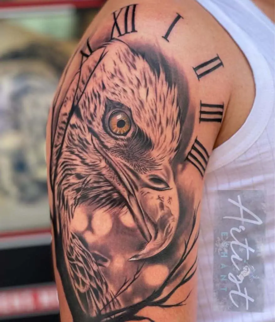 Eagle Shoulder Tattoo Black Ink Image