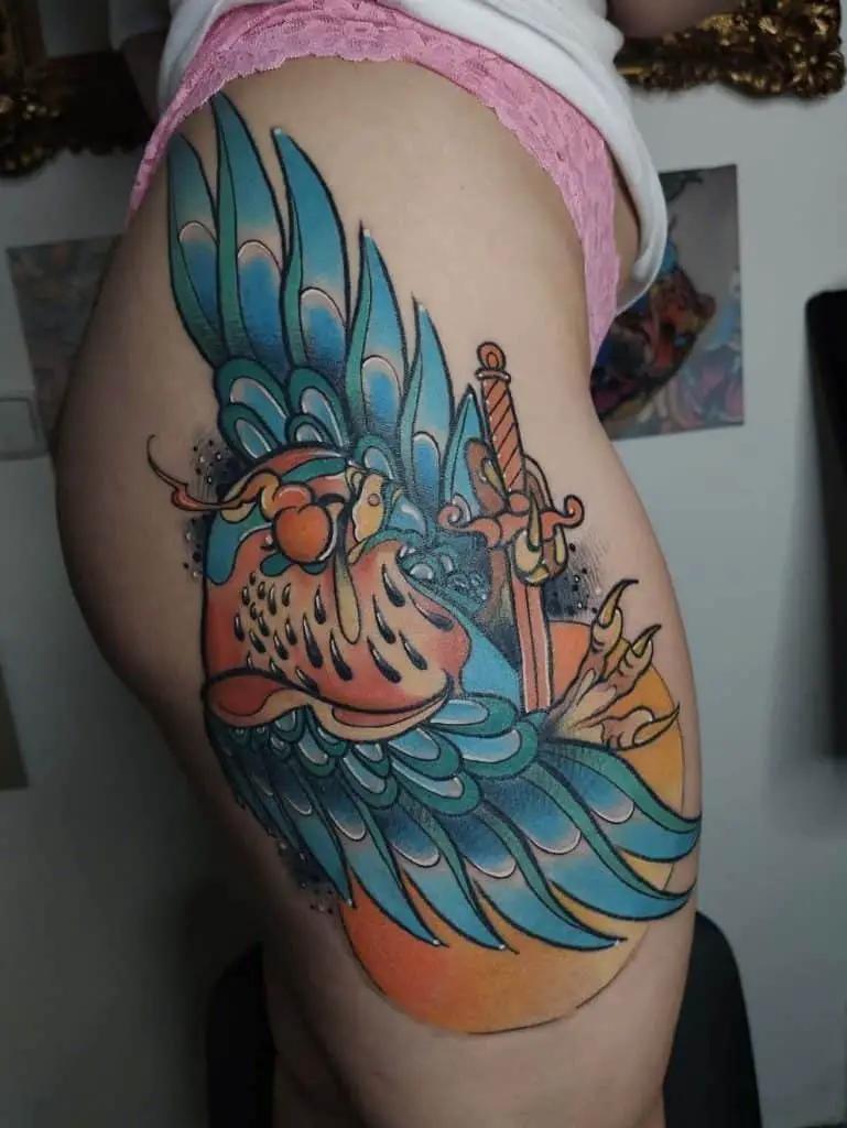 Eagle Tattoo Images Over Thigh 