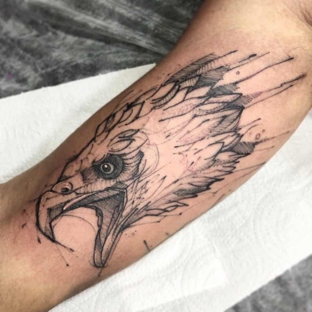Eagle Tattoo On Arm Black Design 