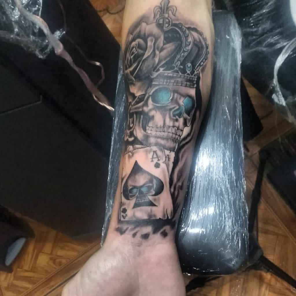 Fearsome Crown and Skull Tattoo