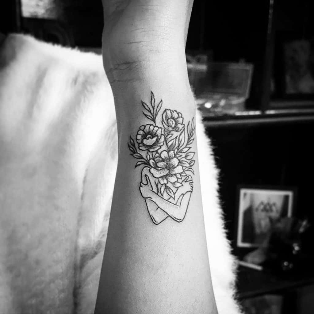Floral Black And White Tattoos 1