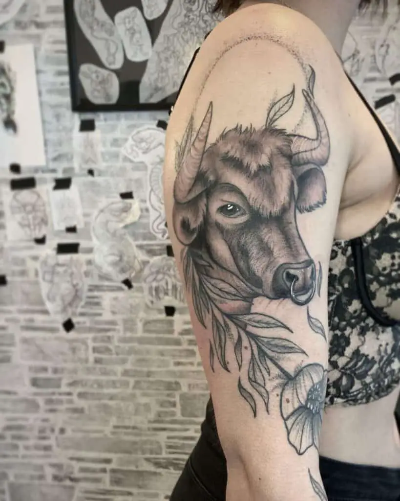 Floral Taurus Tattoo 2