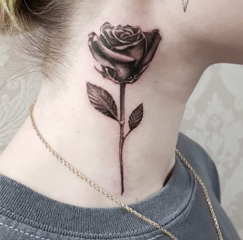 Flower neck tattoo 2