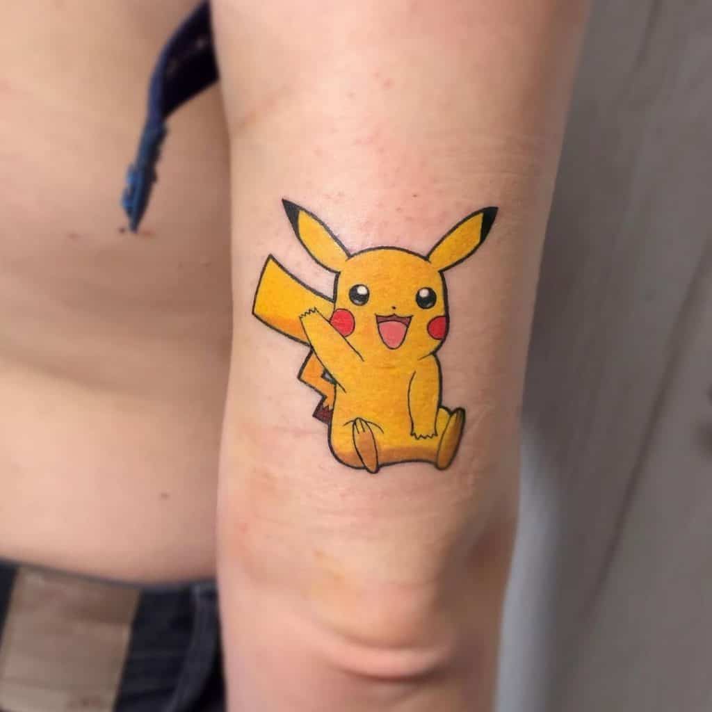 Forearm Funny Pikachu Tattoo 