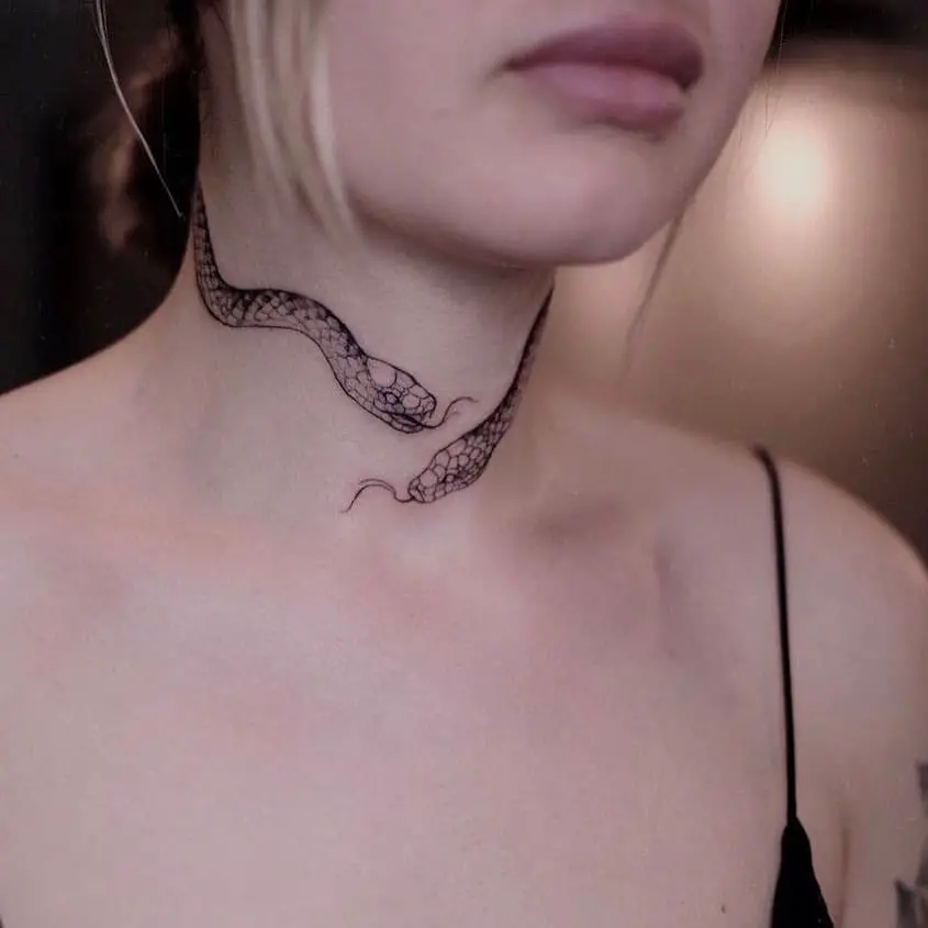 Women Front neck tattoo 2