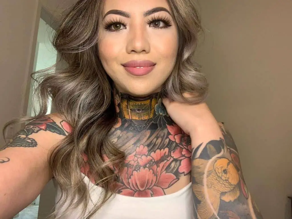 Women Full neck tattoo 2