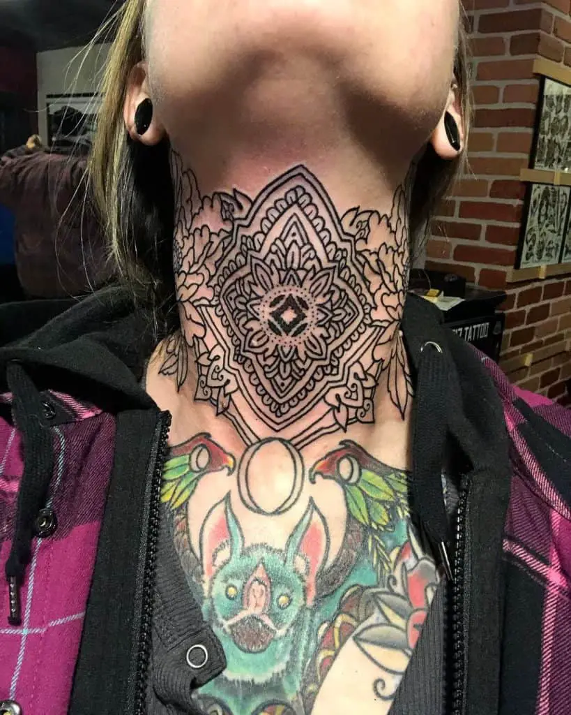 Women Full neck tattoo 3