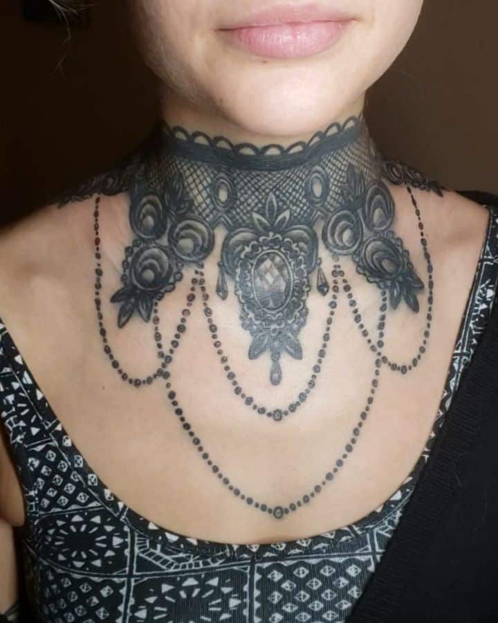Women Full neck tattoo 4