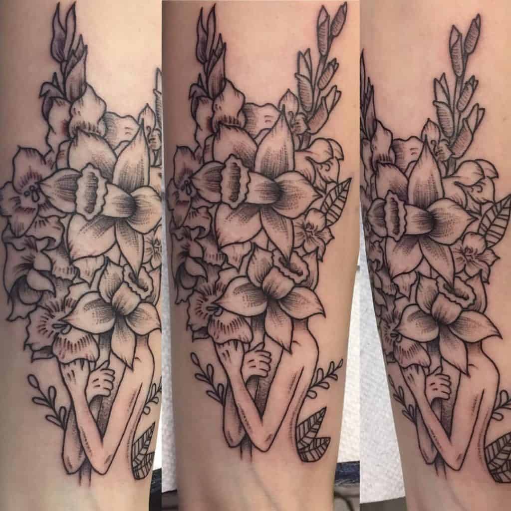 Gladiolus Flower Tattoo 1