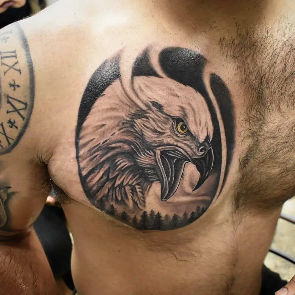 Masculine Eagle Tattoo Over Chest 