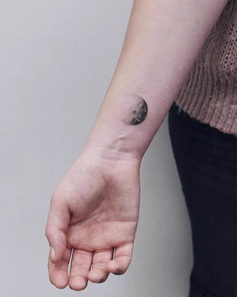 Moon Hand-Poked Tattoo Ideas 1