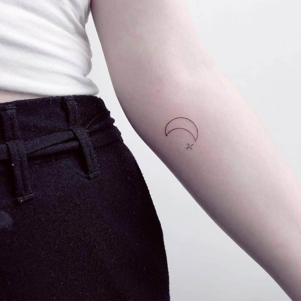 Moon Hand-Poked Tattoo Ideas 6