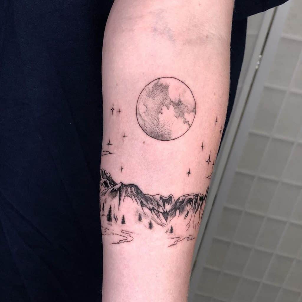 Mountain Moon Tattoo 1