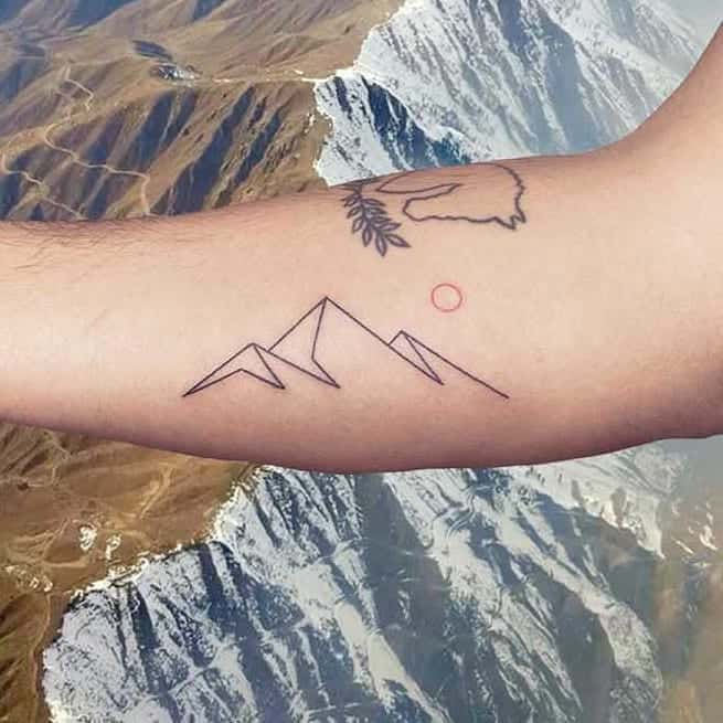 Mountain Range Hand-Poked Tattoo Ideas 3