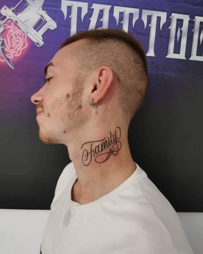 Neck tattoo with quotes and words to live by 4