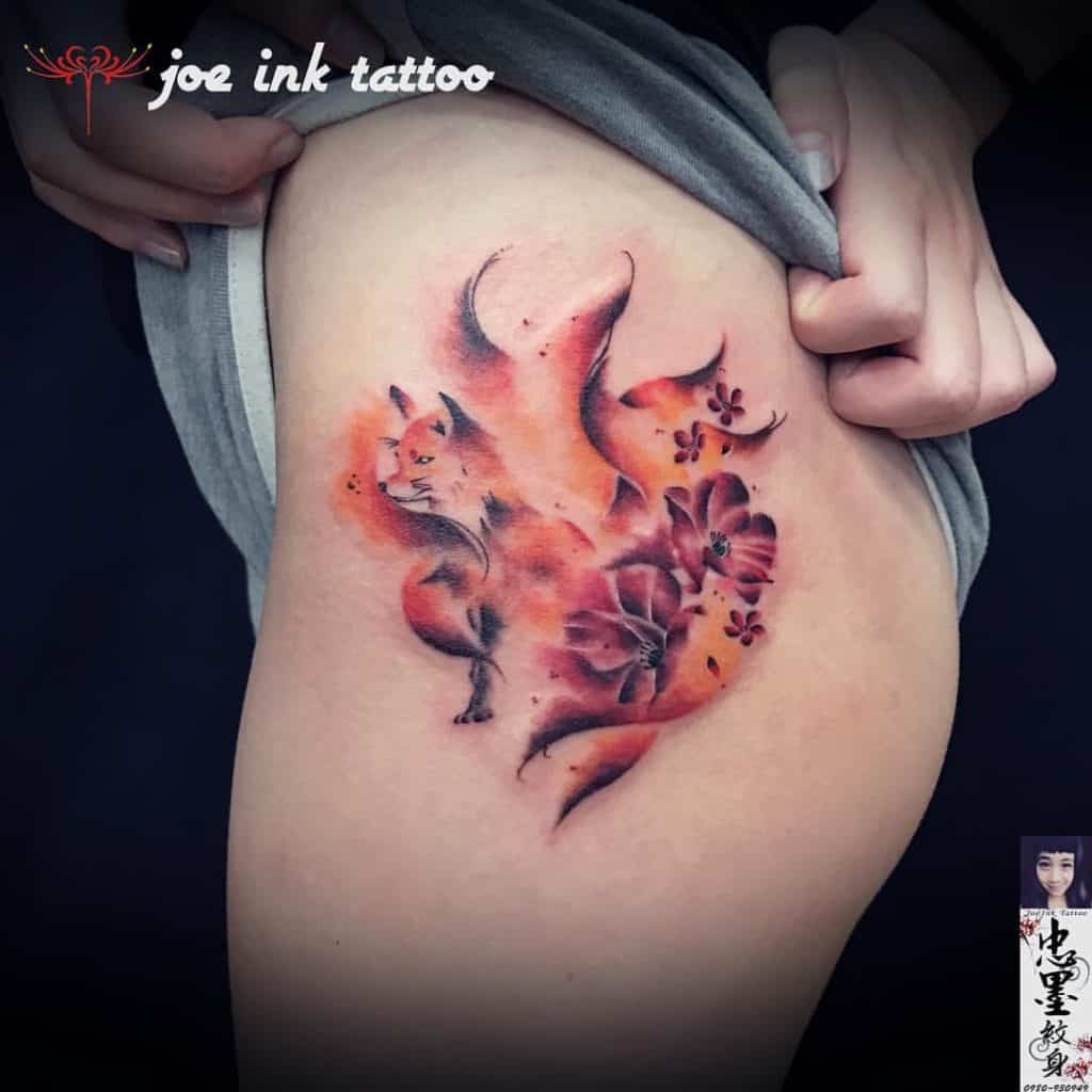 Nine tailed fox tattoo done by Izzy Rodriguez  Soothsayer Tattoo in  Plantsville CT  rnerdtattoos