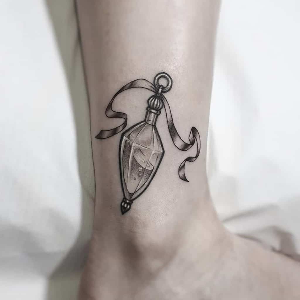 Poison Inspired Ankle Tattoo For Women 