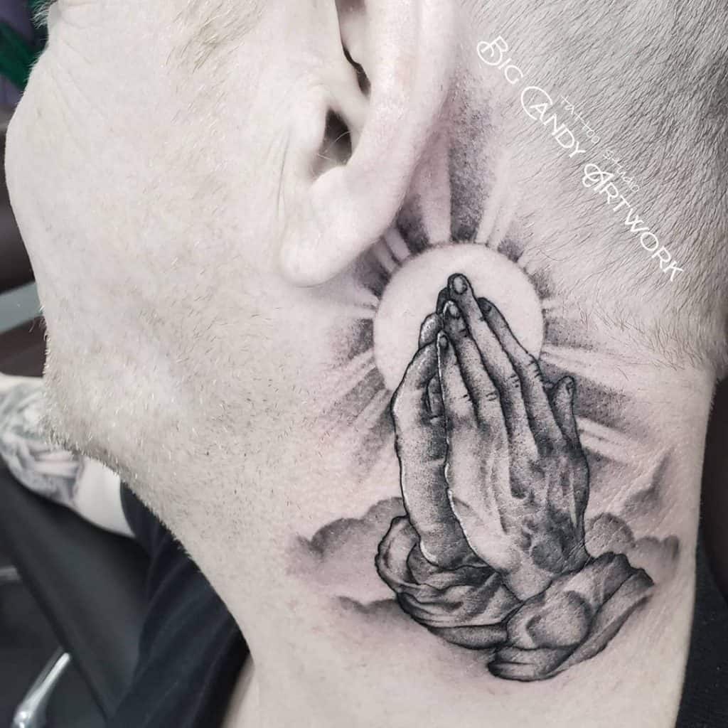 Religious neck tattoo 3