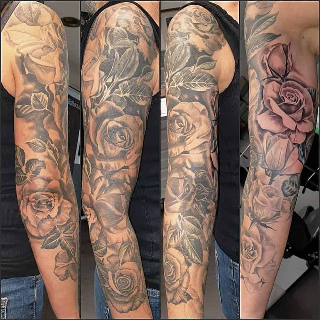Flower sleeve tattoo male