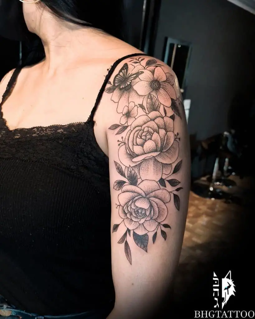 Roses Tattoo In Black and Grey 2