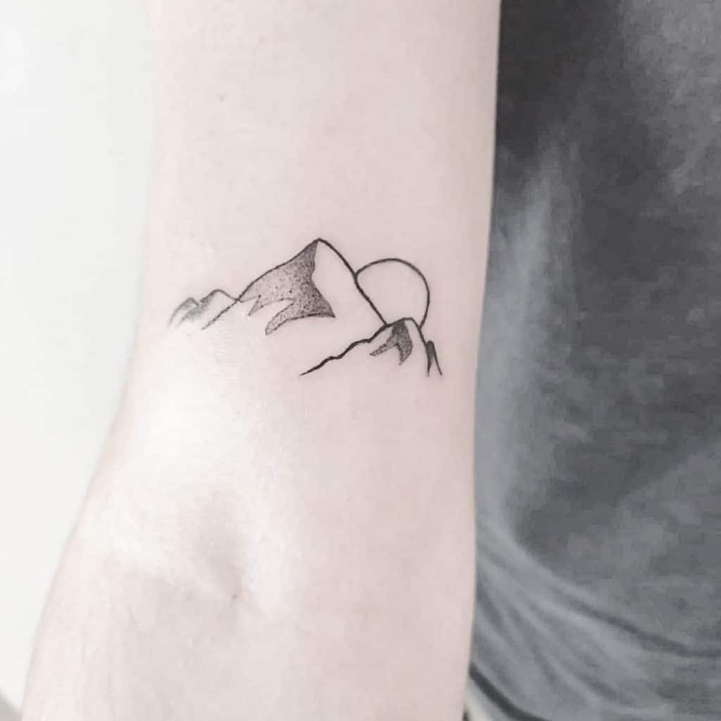 Simple Mountain Outline Tattoo 4