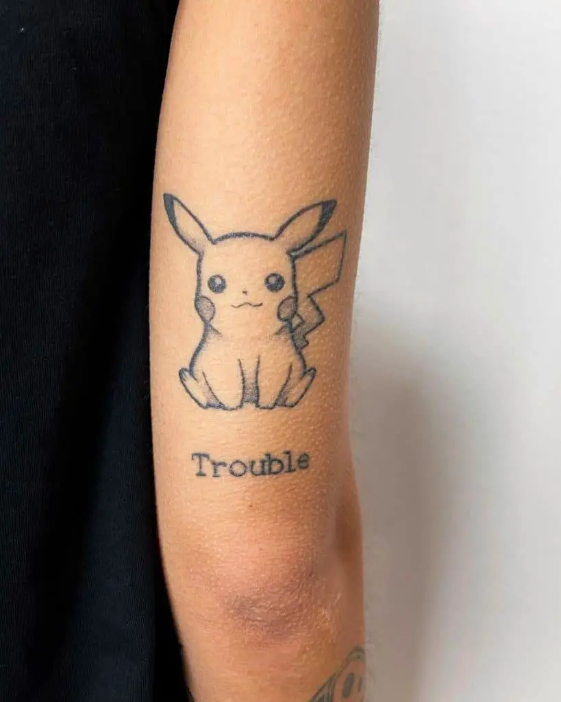 Small Pikachu Tattoo Black & White Tattoo 