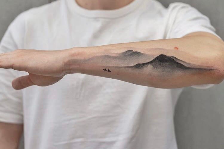 Smokey Shading Mountain Tattoo 1