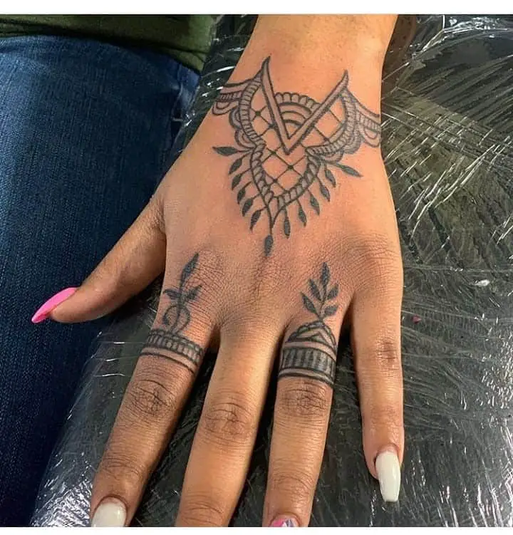 Tattoo on Hand and Finger