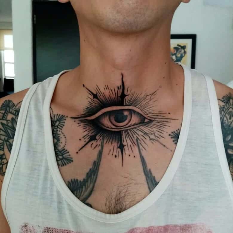 Third eye neck tattoo 1