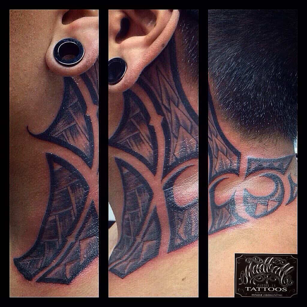 Tribal neck tattoo 4