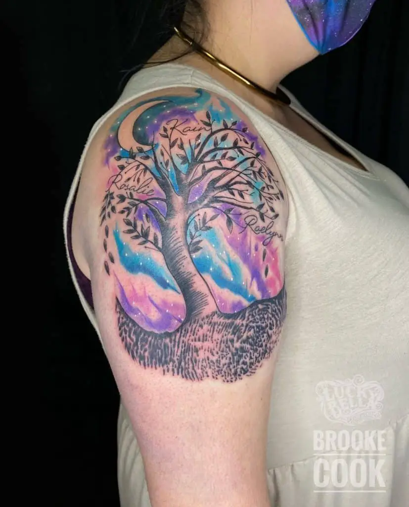 Watercolor Family Tree Tattoo 1