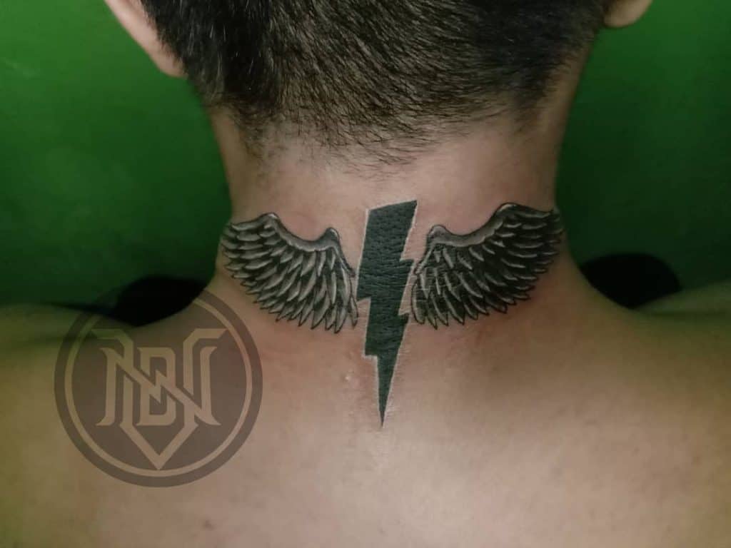 Wing neck tattoo 4