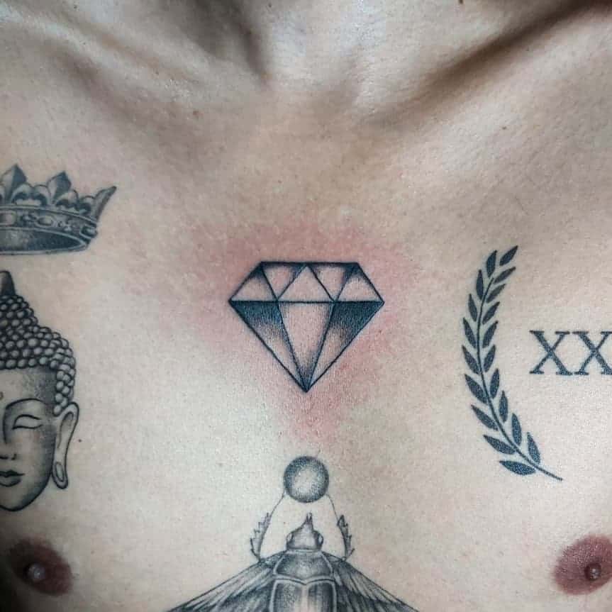 Diamond Tattoo Outline on Chest 2