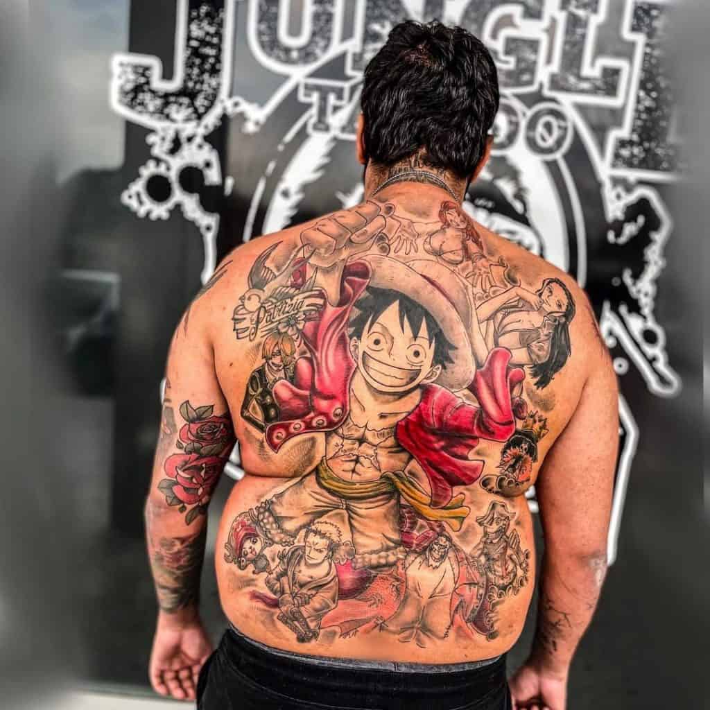 Giant One Piece Back Tattoo 