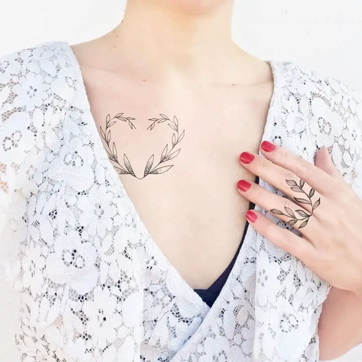 Heart-Shaped Olive Branch Tattoo 1
