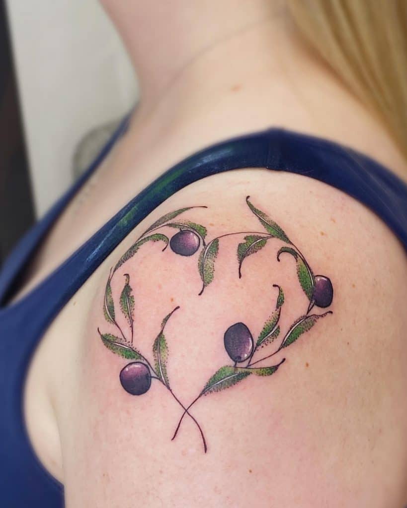 Heart-Shaped Olive Branch Tattoo 2