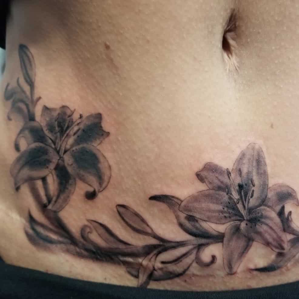Lily Tattoo Stomach Ink 
