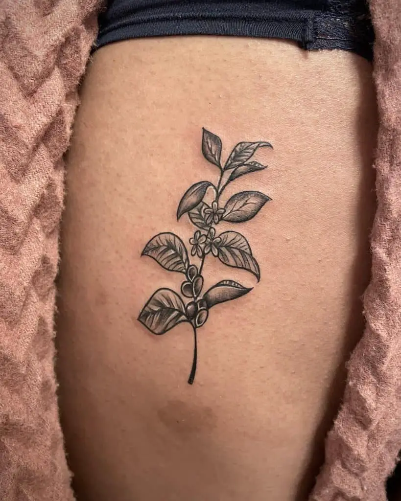 Olive Branch Tattoo With Floral Elements 3