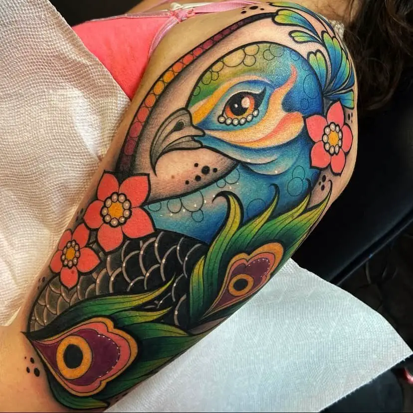 Peacock Tattoo Ideas Large Shoulder Print