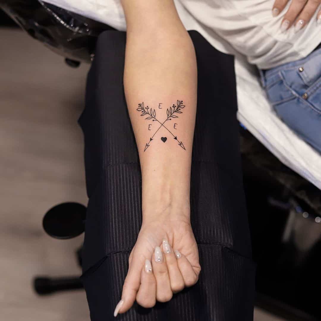 Arrow Tattoo With Name Initial 