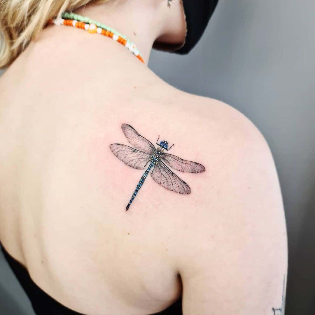 Back Shoulder Dragonfly Tattoo