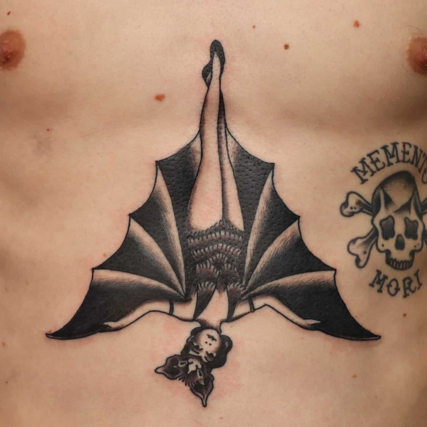 Bat Sternum Tattoo 2