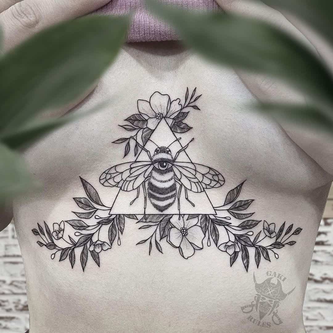 Bee Sternum Tattoo 1