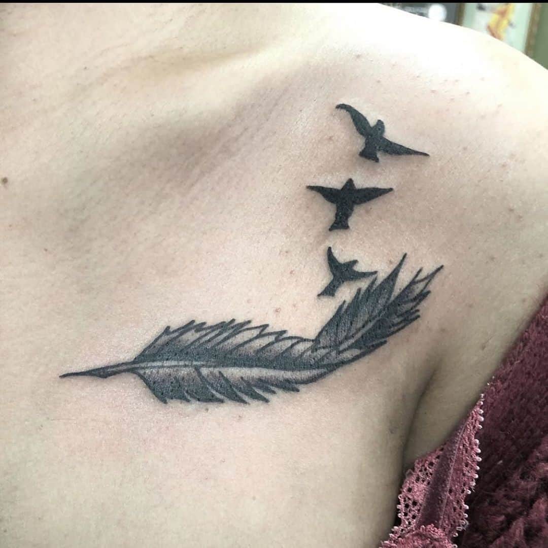 Bird with Feather Tattoo 1
