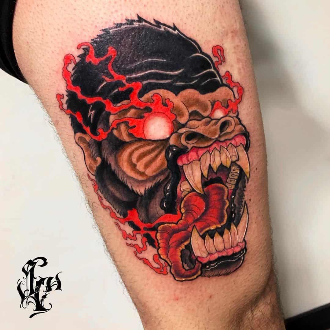 Black & Red King Kong Tattoo 